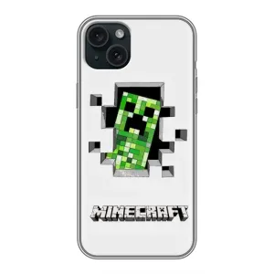 Чехол Майнкрафт на iPhone 15 Plus (AlphaPrint) Minecraft (крипер Майнкрафт)