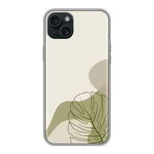 Силконовий чохол з принтом в квітах на iPhone 15 Plus (Зелена монстера дизайн)