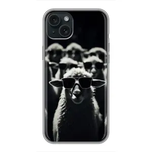 Чохол з принтом стильні тварини для Apple 15 Плюс (Овечка в окулярах)