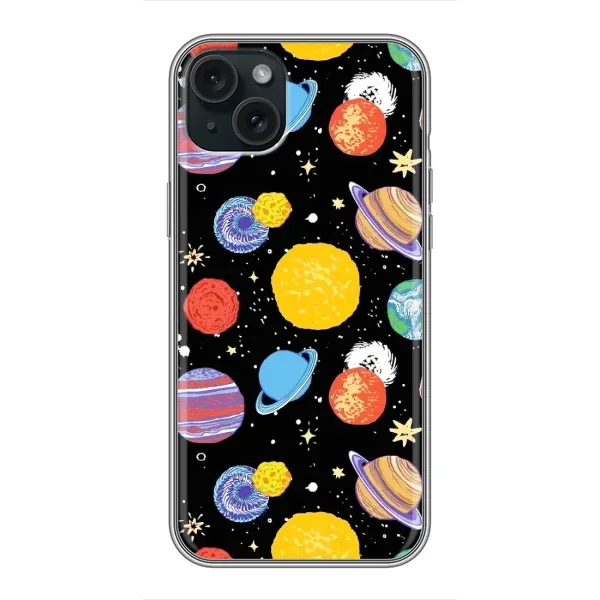 Чохол з принтом «Намальовані планети» для iPhone 15 Plus Чохол з принтом «Намальовані планети» для iPhone 15 Plus