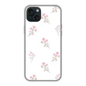 Чохол з розовим принтом для iPhone 15 Plus (Рожеві квіти)