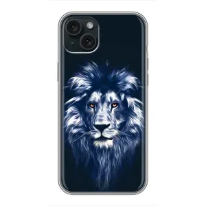 Чохол з картинкою ЛЕВ для iPhone 15 Plus (VPrint) (Синій Лев)