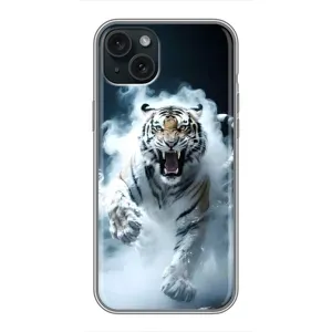 Чохол з картинкою 'Хижаки' для iPhone 15 Plus (Білий тигр у диму)