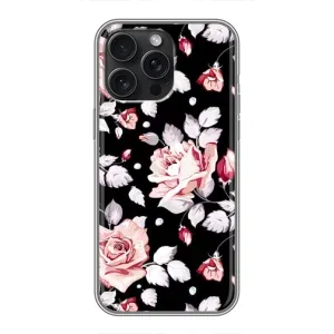 Чехлы с Цветами для iPhone 15 Pro Max (VPrint) (Цветочки на черном)