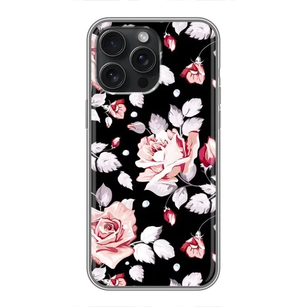 Чехол с принтом «Цветочки на черном» для iPhone 15 Pro Max