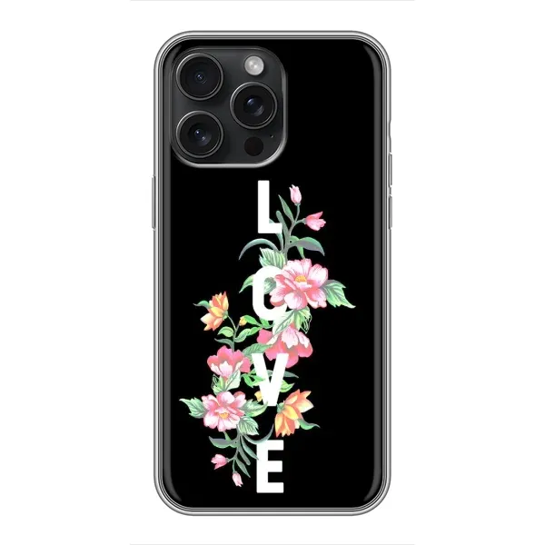 Чехол с принтом «Цветы LOVE» для iPhone 15 Pro Max Чехол с принтом «Цветы LOVE» для iPhone 15 Pro Max