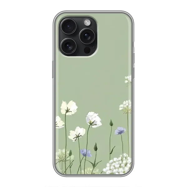 Чехол с принтом «Цветы на зеленом» для iPhone 15 Pro Max
