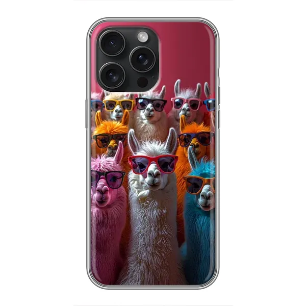 Чехол с принтом «Ламы в очках» для iPhone 15 Pro Max