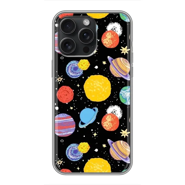 Чохол з принтом «Намальовані планети» для iPhone 15 Pro Max Чохол з принтом «Намальовані планети» для iPhone 15 Pro Max