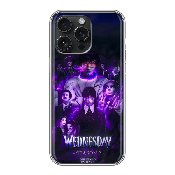 Чохол з принтом «Фіолетова магія Венздей» для iPhone 15 Pro Max