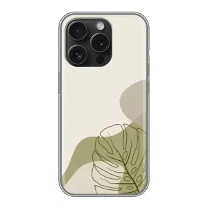 Силконовий чохол з принтом в квітах на iPhone 15 Pro (Зелена монстера дизайн)