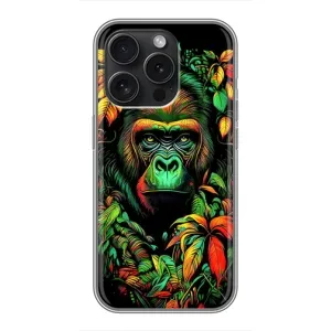 Чохол з Мавпами iPhone 15 Pro - (AlphaPrint) (Мавпа в квітах)