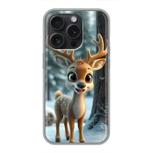 Яскравий чохол для iPhone 15 Pro з Зимові Оленята (Оленятко в лісі)