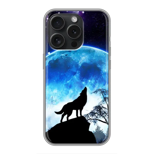 Чехол с принтом «Волк на луну» для iPhone 15 Pro