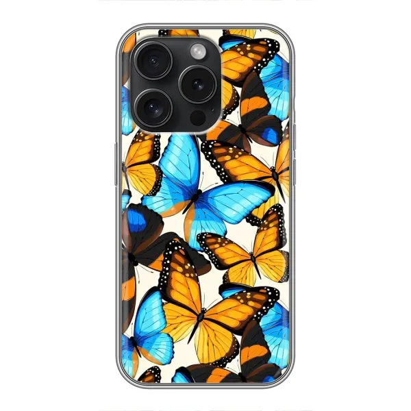 Чохол з принтом «Яскраві метелики» для iPhone 15 Pro