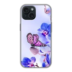 Чехлы с Цветами для iPhone 15 (VPrint) (Бабочка на цветочке)
