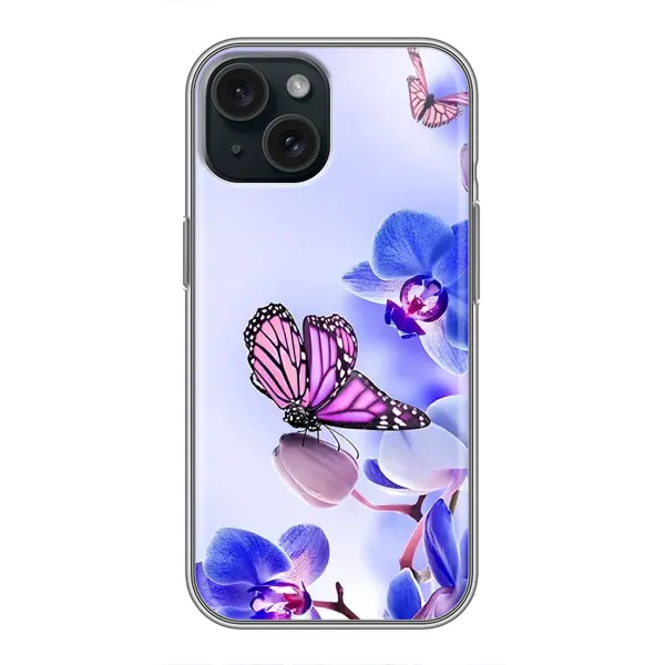 Чехол с принтом «Бабочка на цветочке» для iPhone 15