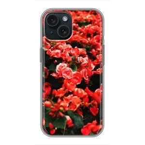 Чехлы с Цветами для iPhone 15 (VPrint) (Цветы красные)