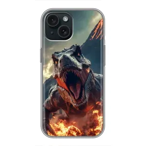 Чехол с принтом «Огненный динозавр» для iPhone 15
