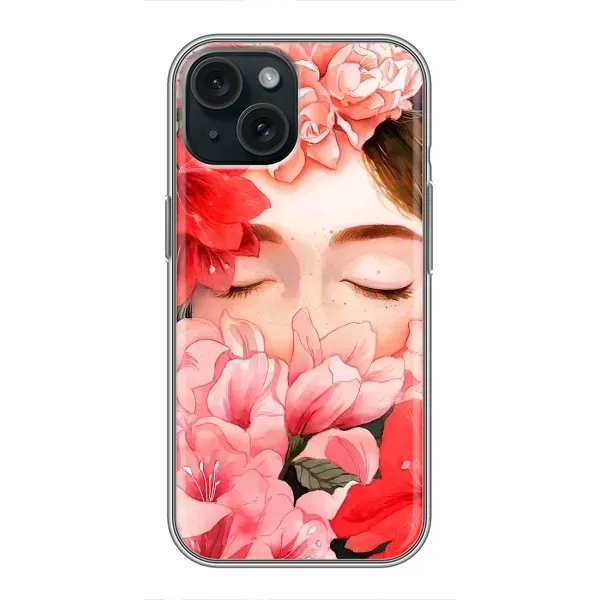Чехол с принтом «Глаза в цветах» для iPhone 15