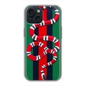 Чехлы ГУЧЧИ для Айфон 15 (AlphaPrint) (Gucci змия)