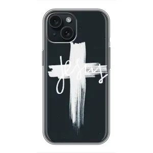 Чехол для iPhone 15 (AlphaPrint) - (Христианские) (Иисус)