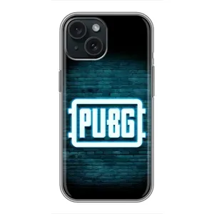 Чехол PUBG для Айфон 15 (AlphaPrint) (Лого PUBG)