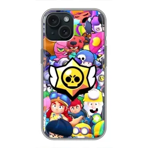 Чехол для iPhone 15 Бравл Старс (VPrint) (Лого Brawl Stars)