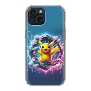 Чехол с Пикачу на iPhone 15 (Лого Пикачу)