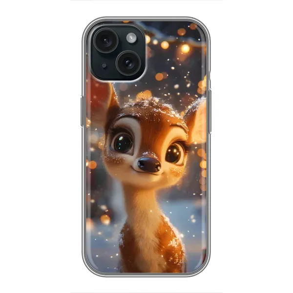 Чохол з принтом «Оленятко серед гірлянд» для iPhone 15
