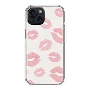 Чехол с розовым рисунком для iPhone 15 (Розовые губы)