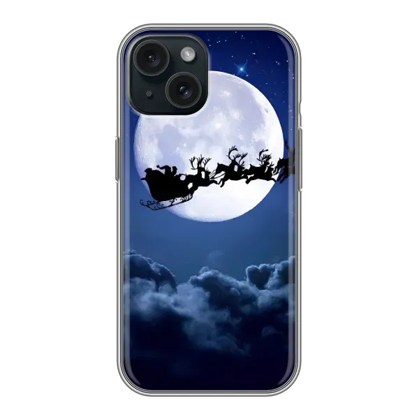 Чехол с принтом «Санта - луна» для iPhone 15 Чехол с принтом «Санта - луна» для iPhone 15