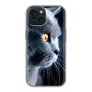 Чехлы с Котиками для iPhone 15 (VPrint) (Серый Кот)