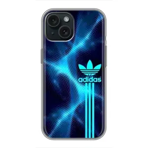 Чехлы Адидас для iPhone 15 (AlphaPrint) (Синий Адидас)