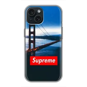 Чехол для iPhone 15 с картинкой Supreme (AlphaPrint) (Стиль Supreme)