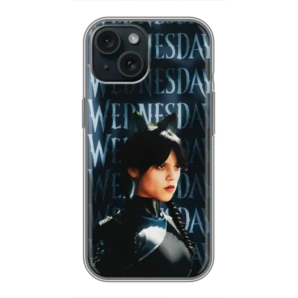 Чехол с принтом «Уэнздей кошка» для iPhone 15