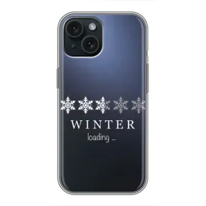Зимние Чехлы для Айфон 15 - прозрачный фон (Winter loading)