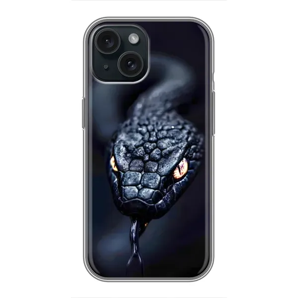 Чехол с принтом «Черная змея» для iPhone 15