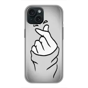 Чехол с принтом для iPhone 15 (AlphaPrint - Знак сердечка) (Значок Love)