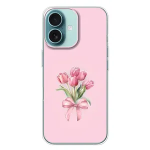 Чохол з розовим принтом для iPhone 16 Plus (Букет квітів)