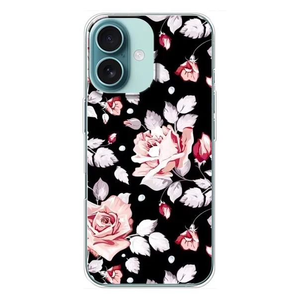 Чехол с принтом «Цветочки на черном» для iPhone 16 Plus