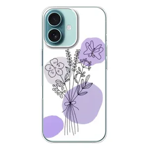 Силконовий чохол з принтом в квітах на iPhone 16 Plus (Букет фіолетова абстракція)
