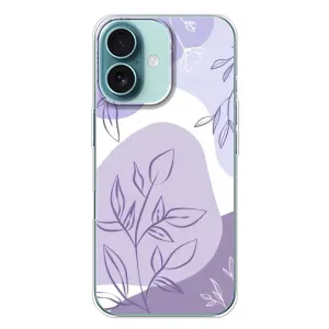 Силконовий чохол з принтом в квітах на iPhone 16 Plus (Фіолетове листя абстракція)