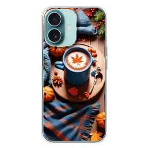 Чохол з унікальним дизайном 'Осінь з кавою' для iPhone 16 Plus (Кава і гарбузики)