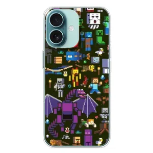 Чехол Майнкрафт на iPhone 16 Plus (AlphaPrint) Minecraft (Коллаж Майнкрафт)