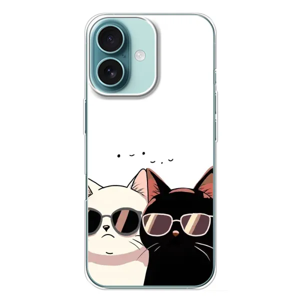Чохол з принтом «Коти в окулярах» для iPhone 16 Plus Чохол з принтом «Коти в окулярах» для iPhone 16 Plus