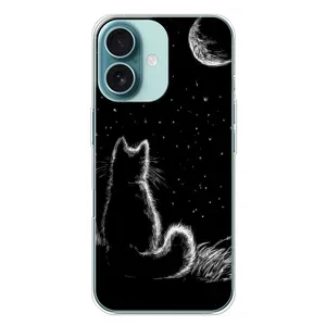 Чехол с принтом для iPhone 16 Plus (AlphaPrint) Модные коты (Котик и луна)