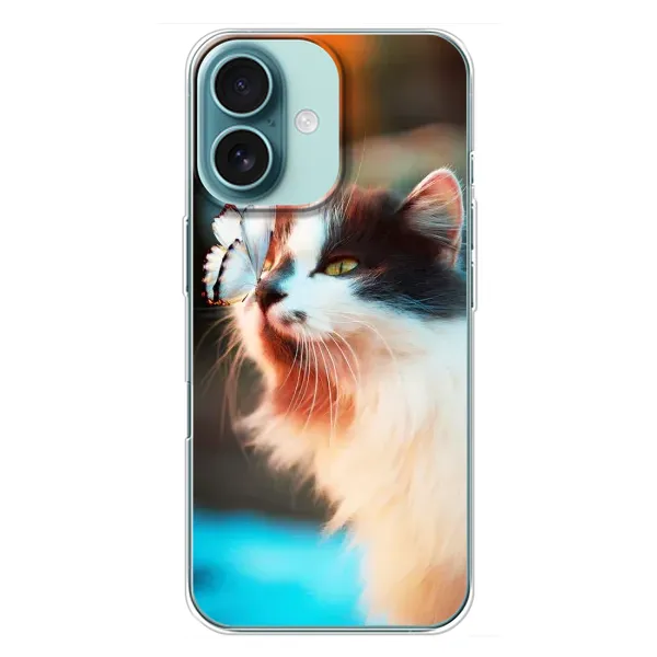 Чехол с принтом «Котик с бабочкой» для iPhone 16 Plus