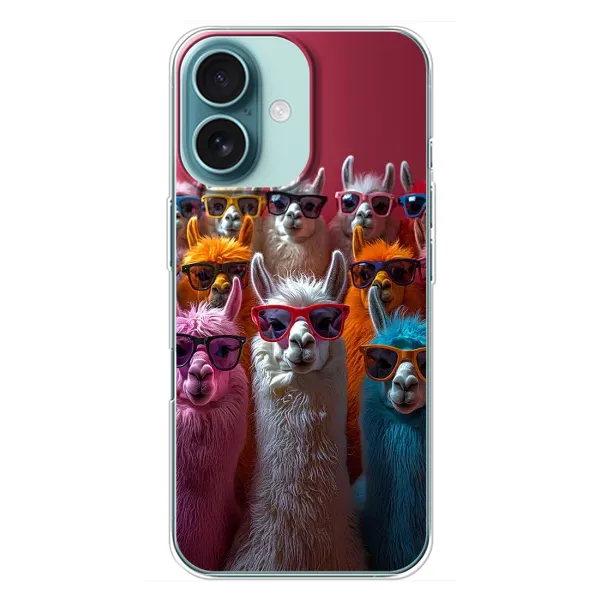 Чехол с принтом «Ламы в очках» для iPhone 16 Plus