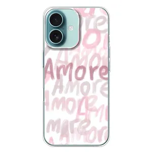 Чохол з розовим принтом для iPhone 16 Plus (Аморе любов)